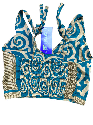 Festival Stall LTD Boho festival Clothing Pretty JADE SILK Crop Top sexy Boho Hippy Festival summer sun vest UK 8 10 12