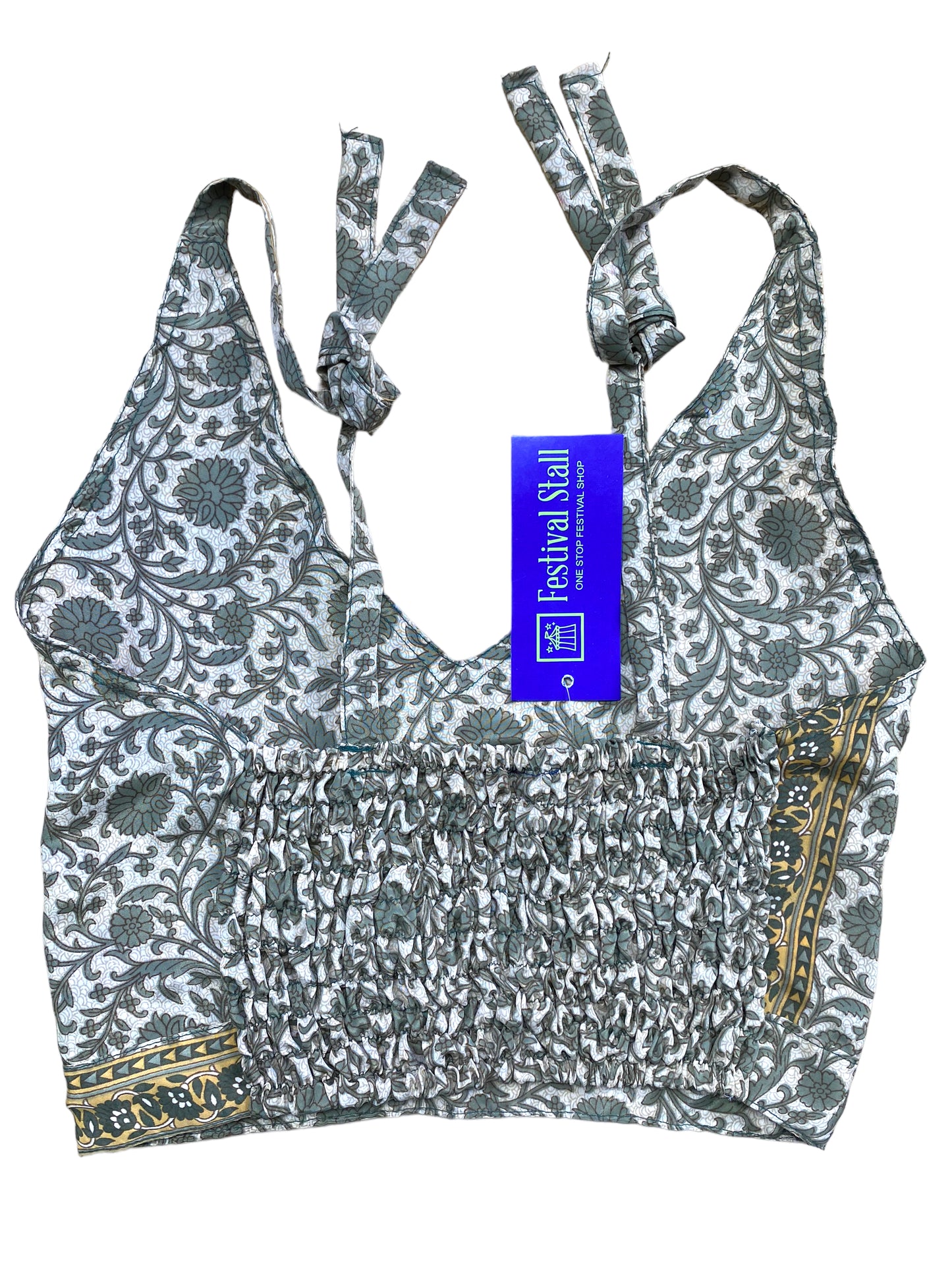 Festival Stall LTD Boho festival Clothing Pretty GREEN SILK Crop Top sexy Boho Hippy Festival summer sun vest UK 8 10 12