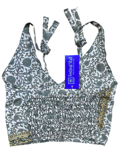 Festival Stall LTD Boho festival Clothing Pretty GREEN SILK Crop Top sexy Boho Hippy Festival summer sun vest UK 8 10 12