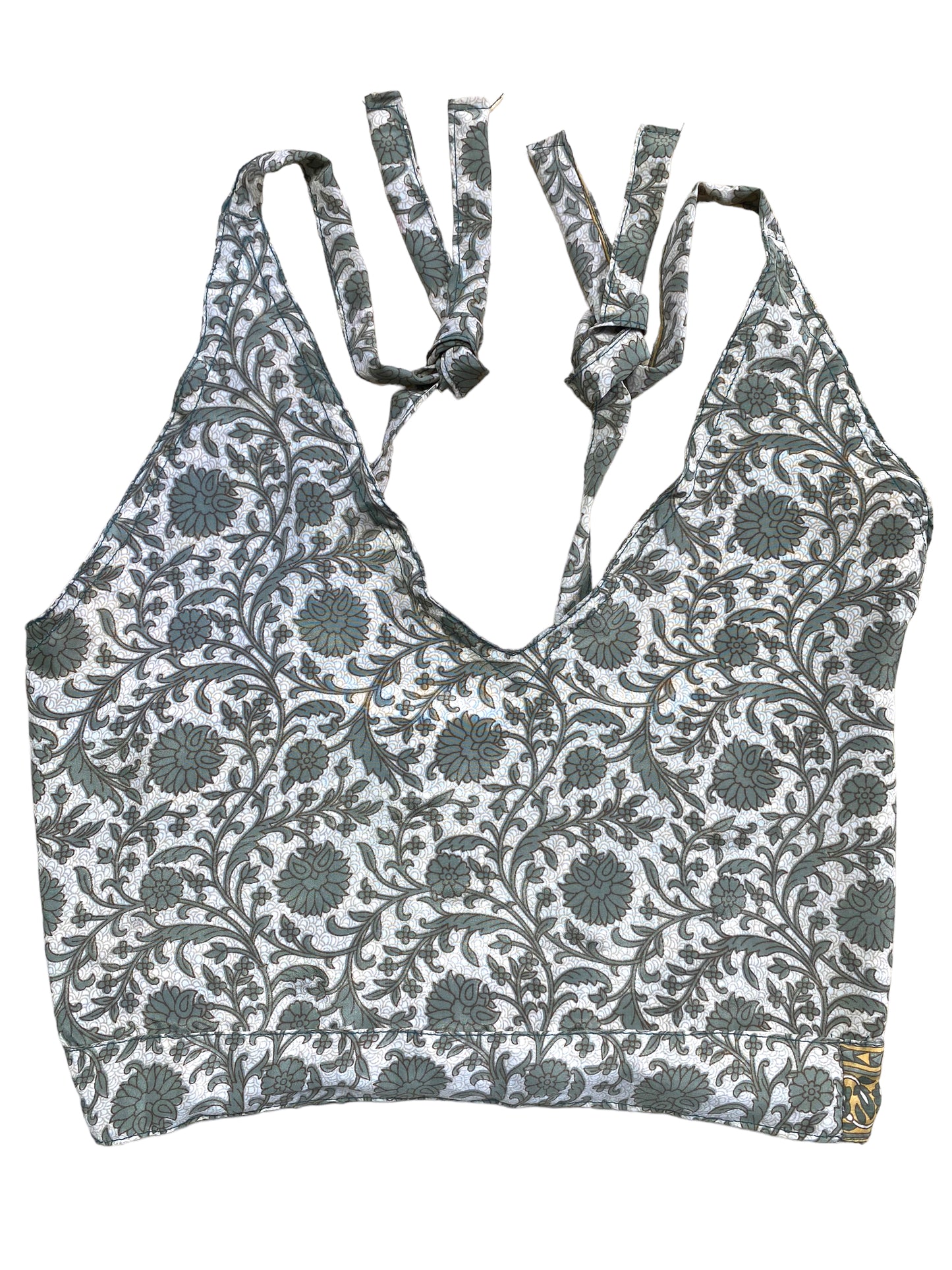Festival Stall LTD Boho festival Clothing Pretty GREEN SILK Crop Top sexy Boho Hippy Festival summer sun vest UK 8 10 12