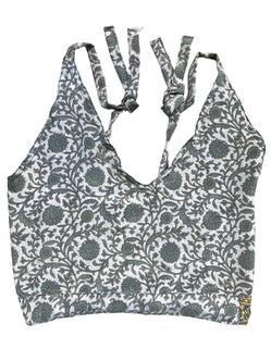 Festival Stall LTD Boho festival Clothing Pretty GREEN SILK Crop Top sexy Boho Hippy Festival summer sun vest UK 8 10 12