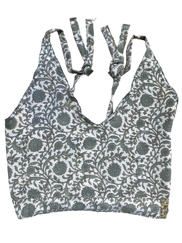 Festival Stall LTD Boho festival Clothing Pretty GREEN SILK Crop Top sexy Boho Hippy Festival summer sun vest UK 8 10 12