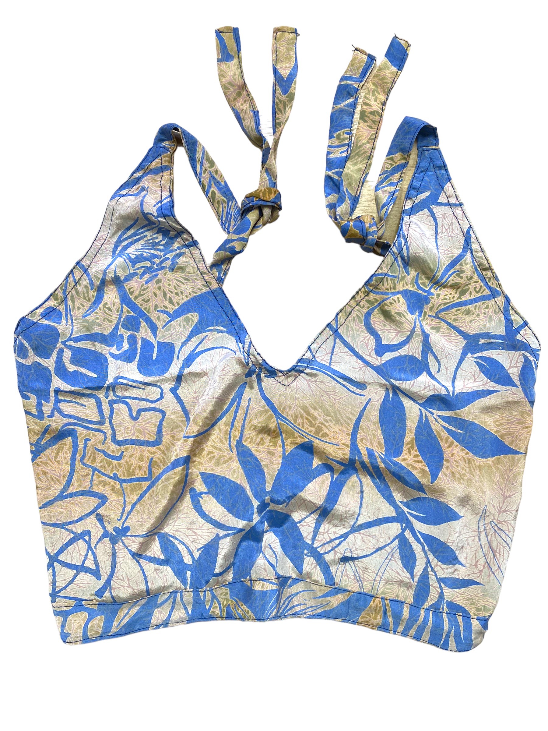 Festival Stall LTD Boho festival Clothing Pretty BLUE SILK Crop Top sexy Boho Hippy Festival summer sun vest UK 8 10 12
