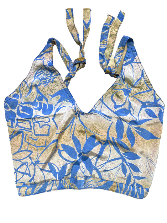 Festival Stall LTD Boho festival Clothing Pretty BLUE SILK Crop Top sexy Boho Hippy Festival summer sun vest UK 8 10 12