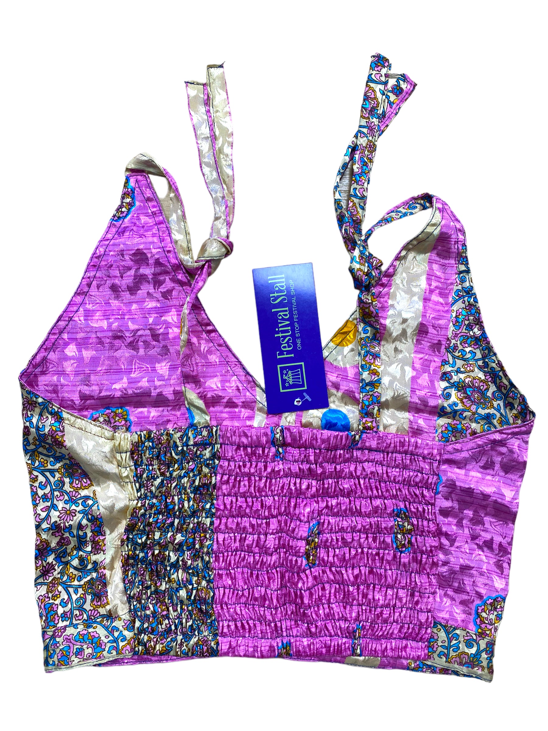 Festival Stall LTD Boho festival Clothing Pretty PINK SILK Crop Top sexy Boho Hippy Festival summer sun vest UK 8 10 12