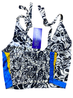 Festival Stall LTD Boho festival Clothing Pretty BLUE SILK Crop Top sexy Boho Hippy Festival summer sun vest UK 8 10 12