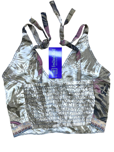 Festival Stall LTD Boho festival Clothing Pretty PINK SILK Crop Top sexy Boho Hippy Festival summer sun vest UK 8 10 12