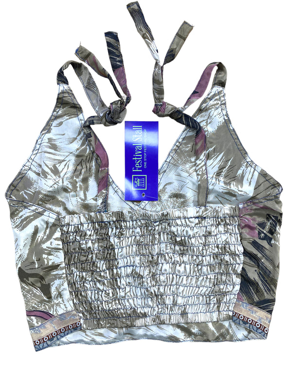 Festival Stall LTD Boho festival Clothing Pretty PINK SILK Crop Top sexy Boho Hippy Festival summer sun vest UK 8 10 12