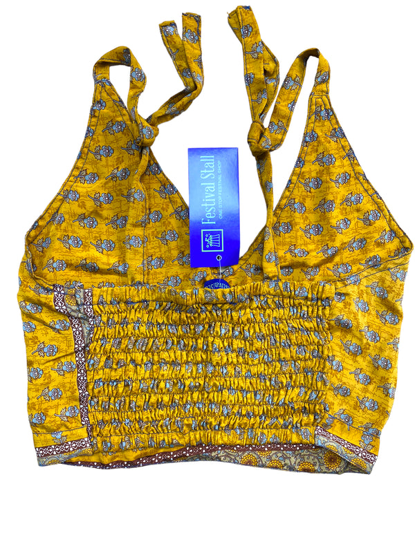 Festival Stall LTD Boho festival Clothing Pretty SILK ORANGE Crop Top sexy Boho Hippy Festival summer sun vest UK 8 10 12
