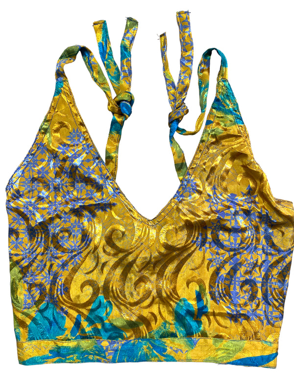 Festival Stall LTD Boho festival Clothing Pretty SILK ORANGE Crop Top sexy Boho Hippy Festival summer sun vest UK 8 10 12