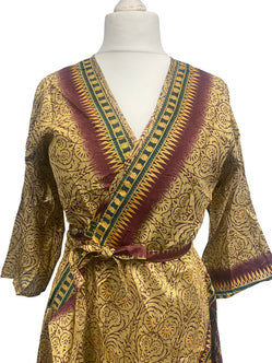 Festival Stall LTD Boho festival Clothing Long Wrap Dress 60s 70s Revival Boho hippy Festival maxi Sari - Silk UK 8 - 14