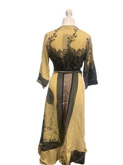 Festival Stall LTD Boho festival Clothing Long Wrap Dress 60s 70s Revival Boho hippy Festival maxi Sari - Silk UK 8 - 14
