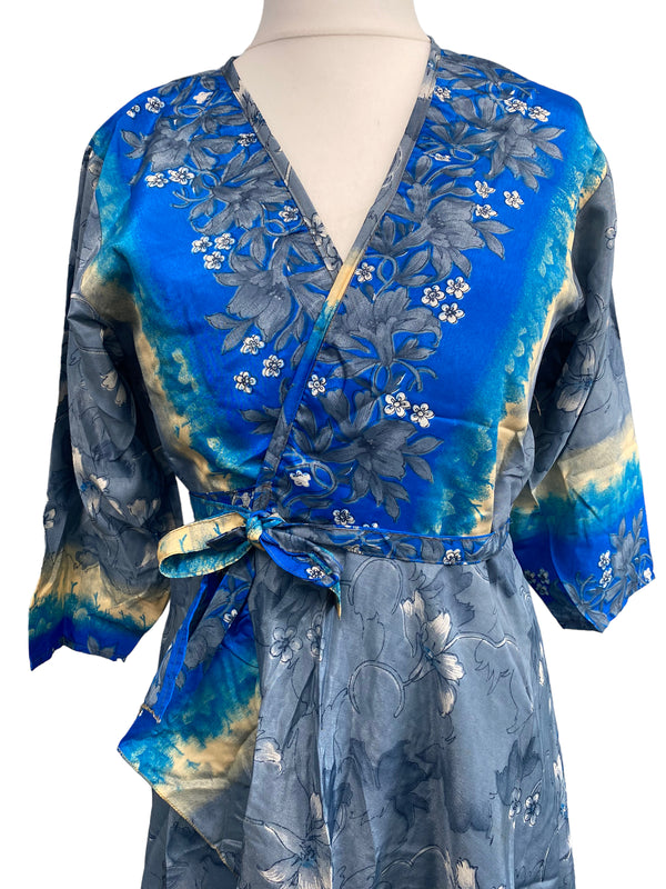 Festival Stall LTD Boho festival Clothing Long Wrap Dress 60s 70s Revival Boho hippy Festival maxi Sari - Silk UK 8 - 14