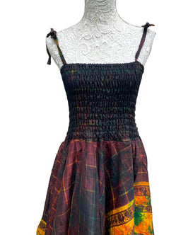Festival Stall LTD Boho festival Clothing Festival summer Dress Sexy Boho Pixie SILK hanky hem brown Hippy gypsy sun 8 - 16
