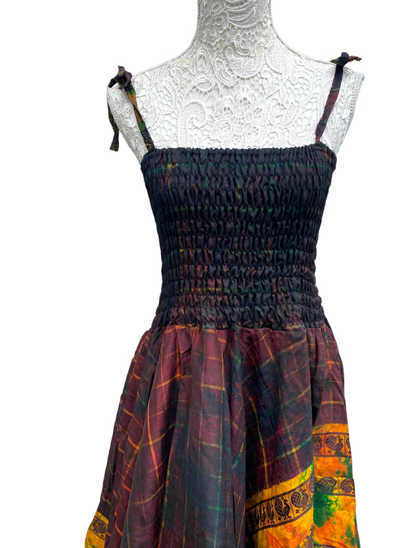 Festival Stall LTD Boho festival Clothing Festival summer Dress Sexy Boho Pixie SILK hanky hem brown Hippy gypsy sun 8 - 16