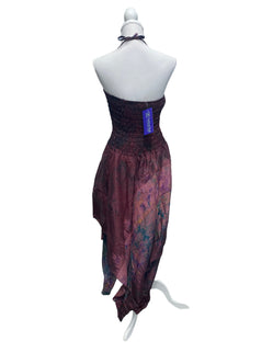 Festival summer Dress Sexy Boho Pixie SILK hanky hem Purple Hippy gypsy sun 8-16