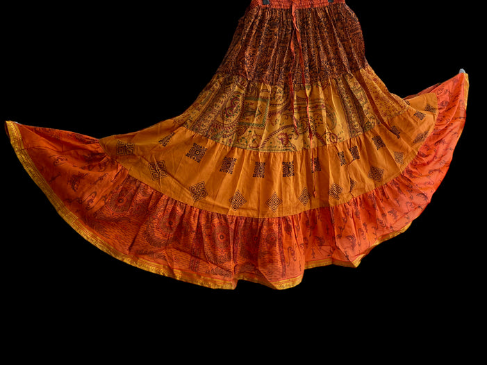 Festival Stall LTD Boho festival Clothing Sunglow Anna PINK Glow Skirt - Size S - M - L adjustable waist, 25 ft , ATS, Silk Full Circle Skirt, Boho, Cosplay, Steampunk