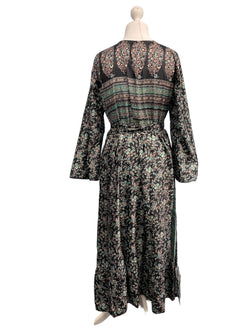 Festival Stall LTD Boho festival Clothing WRAP DRESS pretty Vintage Bell Sleeve Sari Silk Boho Hippy Festival party 14 - 20