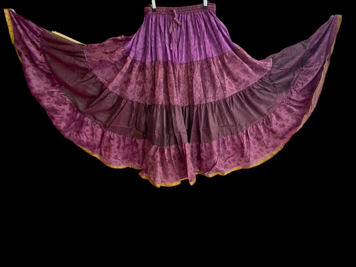 Adelaide Glow Skirt - Size S-M-L adjustable waist, 25 ft, ATS, Silk Full Circle Skirt, Boho, Cosplay, Steampunk