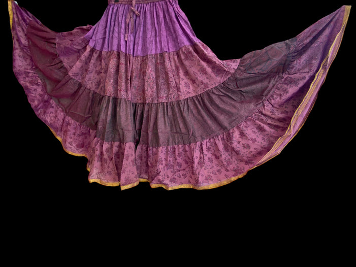 Adelaide Glow Skirt - Size S-M-L adjustable waist, 25 ft, ATS, Silk Full Circle Skirt, Boho, Cosplay, Steampunk