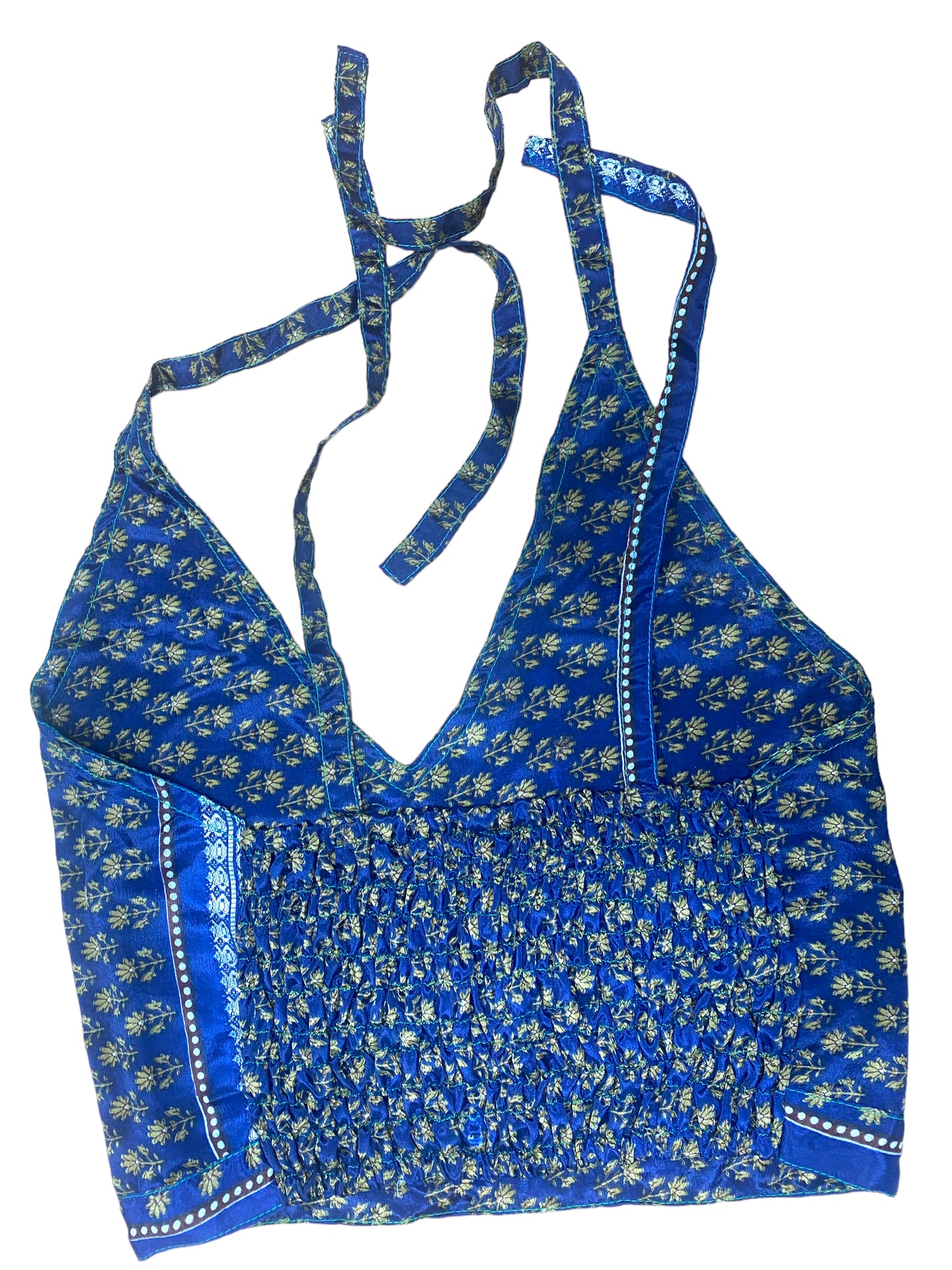 BLUE Crop Top sexy Boho Hippy Festival pretty summer sun vest A B cup UK 8 10 12