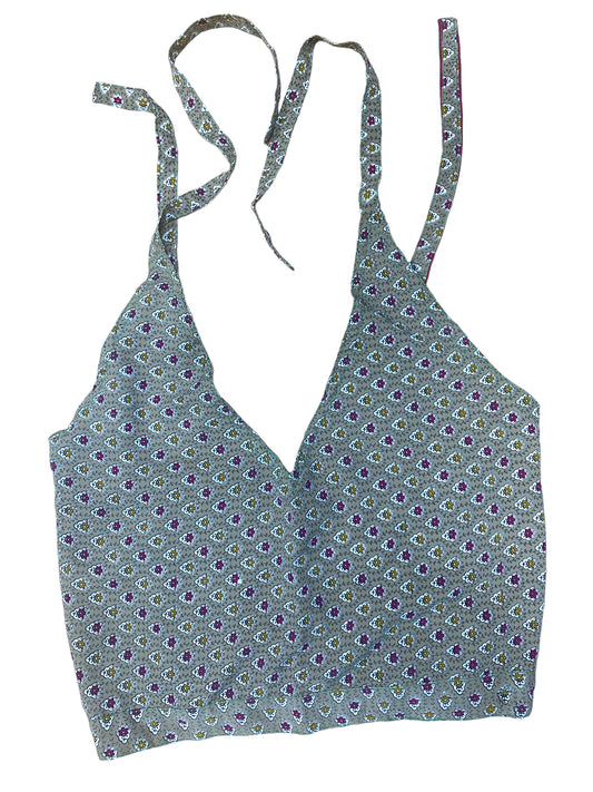 BLUE Crop Top sexy Boho Hippy Festival pretty summer sun vest A B cup UK 8 10 12