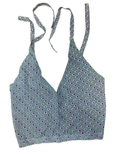 BLUE Crop Top sexy Boho Hippy Festival pretty summer sun vest A B cup UK 8 10 12