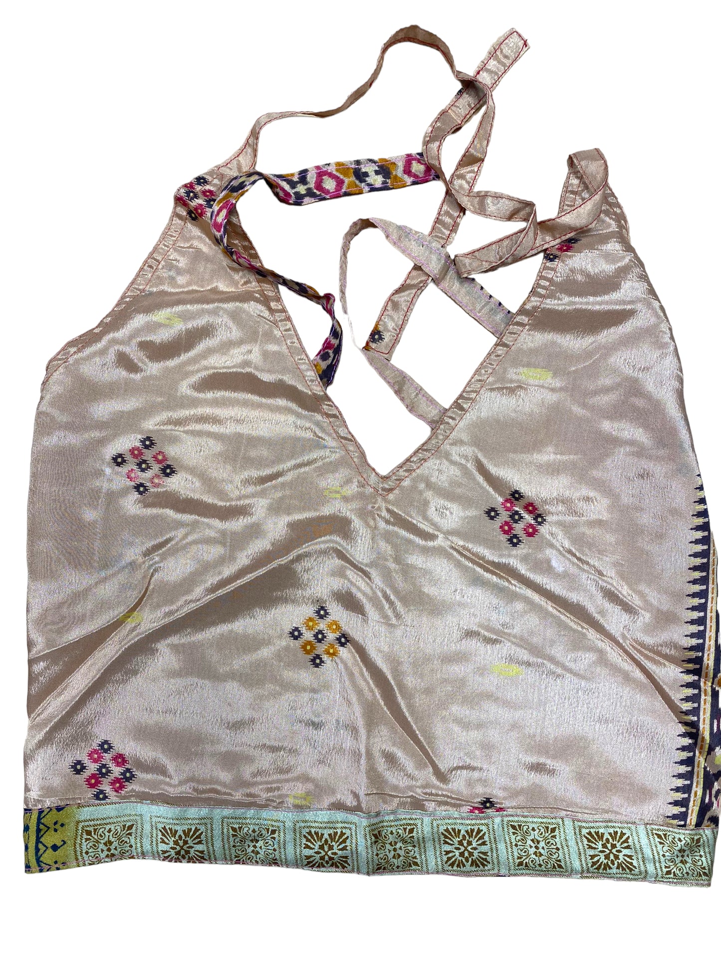 GOLD Crop Top sexy Boho Hippy Festival pretty summer sun vest A B cup UK 8 10 12