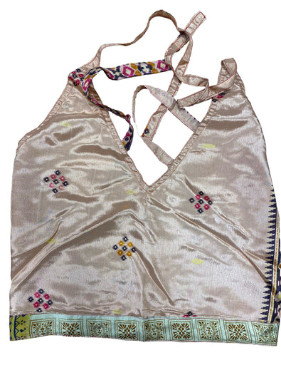 GOLD Crop Top sexy Boho Hippy Festival pretty summer sun vest A B cup UK 8 10 12