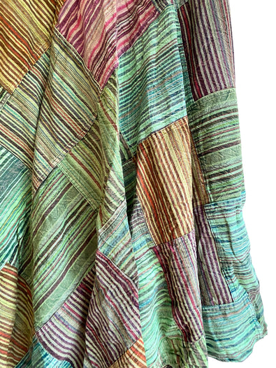GREEN Long Patchwork Wrap Skirt, Boho Hippy Festival  100% cotton summer Maxi length UK 8-16