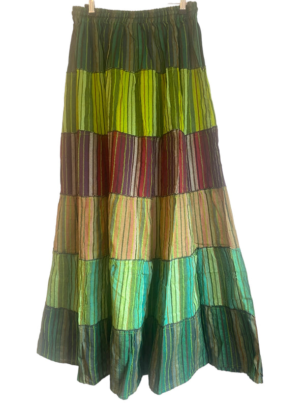 Boho Long skirt, GREEN, RED, BROWN Summer layered Festival Hippie Maxi style, Extra long UK 8 10 12 16