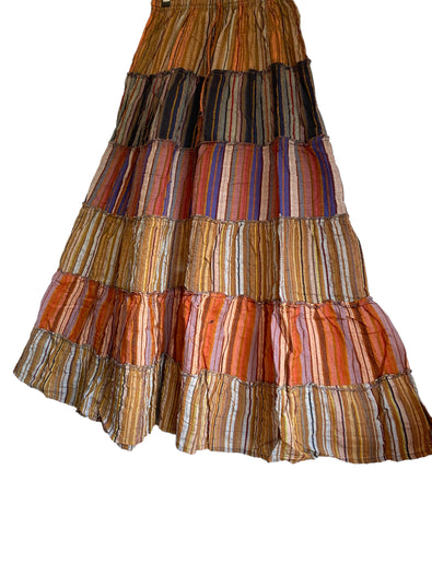 Boho Long skirt,  Brown Pagan Earth Mother, Summer layered Festival Hippie Maxi style UK 8 10 12 16