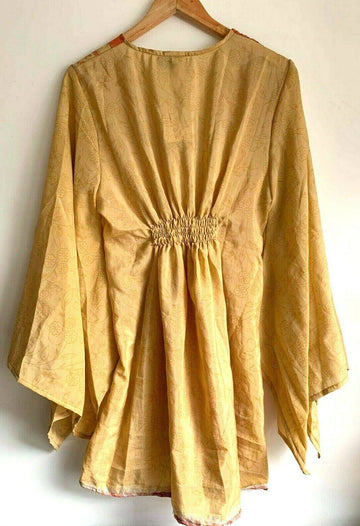 Festival Stall LTD Boho festival Clothing Boho hippy festival sari silk KAFTAN tunic top blouse dress cover up ONE SIZE 92