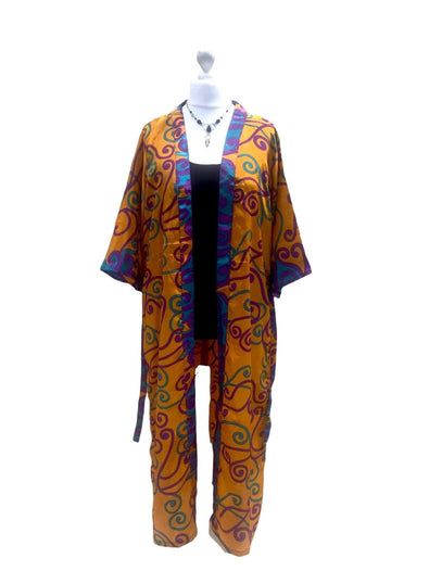 Festival Stall LTD Boho festival Clothing Boho hippy festival, silk beach summer cover up kimono robe dress uk 10 12 14 16