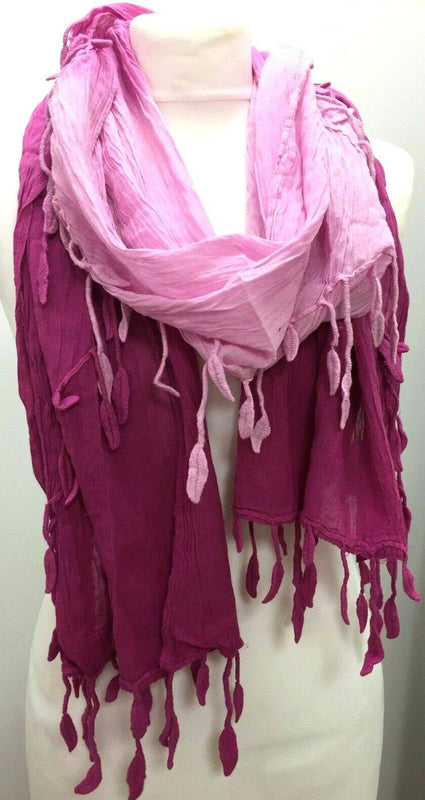 Festival Stall LTD Boho festival Clothing Boho hippy PINK DIP DYE cotton tassel LETTUCE summer scarf wrap pashmina gift