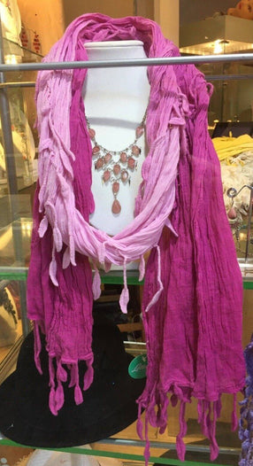 Festival Stall LTD Boho festival Clothing Boho hippy PINK DIP DYE cotton tassel LETTUCE summer scarf wrap pashmina gift