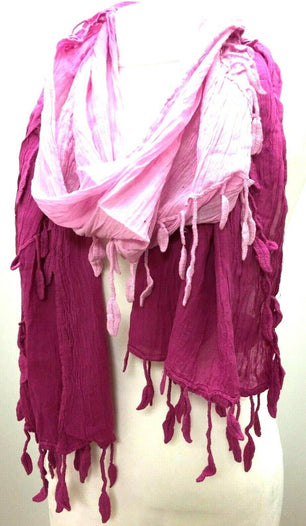 Festival Stall LTD Boho festival Clothing Boho hippy PINK DIP DYE cotton tassel LETTUCE summer scarf wrap pashmina gift