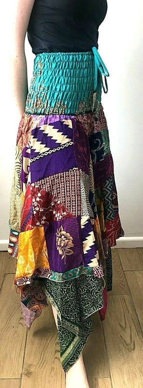 Festival Stall LTD Boho festival Clothing Festival Boho Hippie pixie gypsy Patchwork long Skirt summer sun dress ONE SIZE