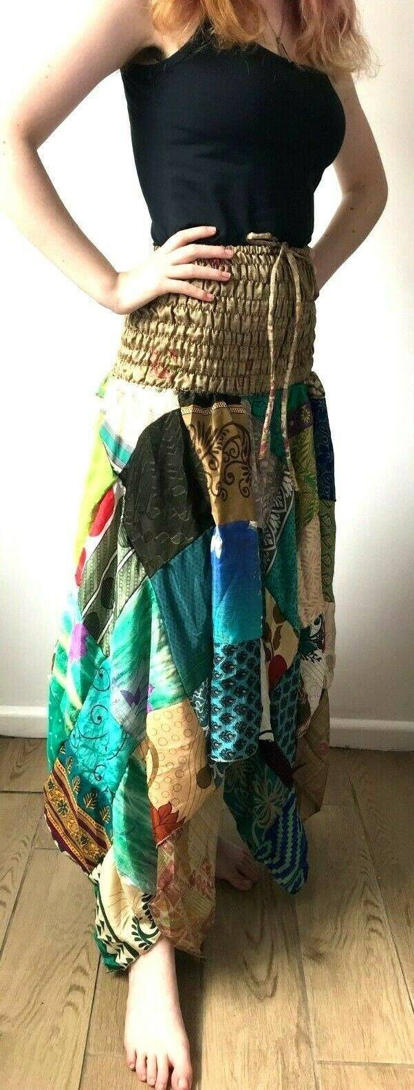 Festival Stall LTD Boho festival Clothing Festival boho hippie pixie gypsy patchwork long skirt summer sun dress one size
