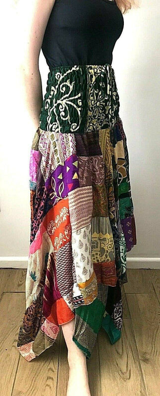 Festival Stall LTD Boho festival Clothing Festival boho hippie pixie gypsy patchwork long skirt summer sun dress one size