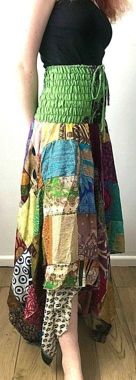 Festival Stall LTD Boho festival Clothing Festival Boho Hippie pixie gypsy Patchwork long Skirt summer sun dress ONE SIZE