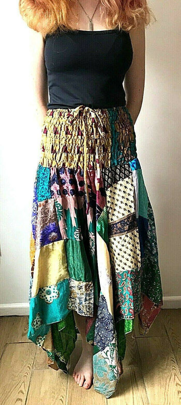Festival Stall LTD Boho festival Clothing Festival Boho Hippie pixie gypsy Patchwork long Skirt summer sun dress ONE SIZE