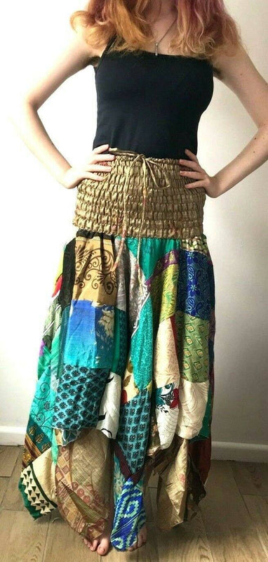 Festival Stall LTD Boho festival Clothing Festival boho hippie pixie gypsy patchwork long skirt summer sun dress one size