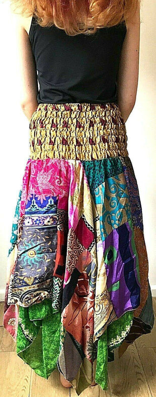 Festival Stall LTD Boho festival Clothing Festival Boho Hippie pixie gypsy Patchwork long Skirt summer sun dress ONE SIZE