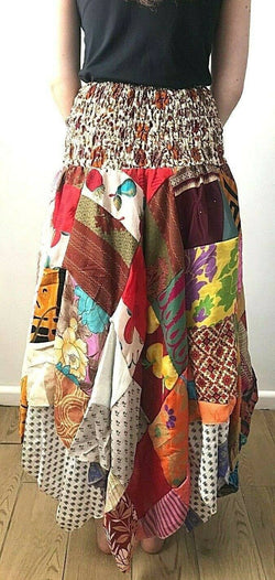 Festival Stall LTD Boho festival Clothing Festival boho hippie pixie gypsy patchwork long skirt summer sun dress one size