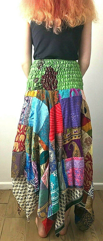 Festival Stall LTD Boho festival Clothing Festival Boho Hippie pixie gypsy Patchwork long Skirt summer sun dress ONE SIZE