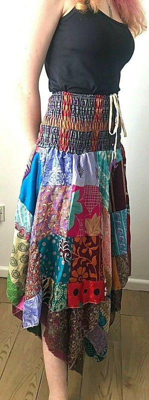 Festival Stall LTD Boho festival Clothing Festival boho hippie pixie gypsy patchwork long skirt summer sun dress one size