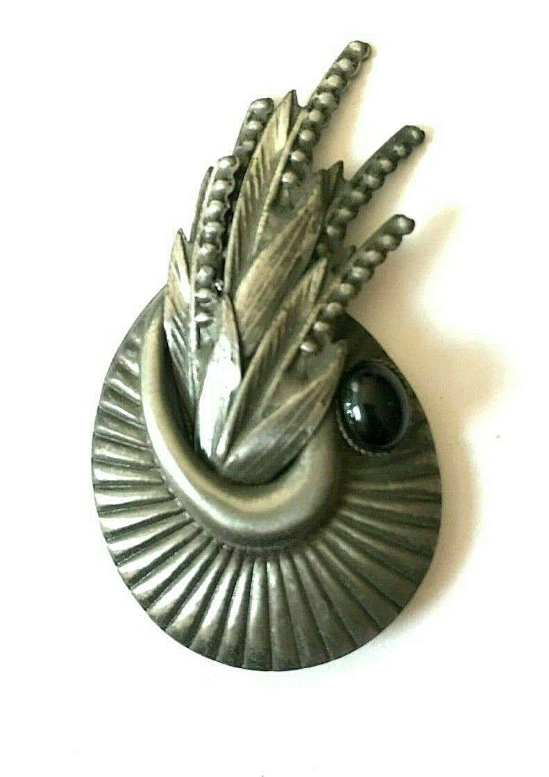 Festival Stall LTD Boho festival Clothing Pheasant feather art deco Pewter hat Pin Broach Hunting shooting Badge Present